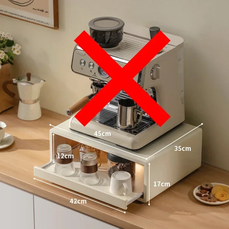 Bamboo Making Kitchen Storage Racks Coffee Machine Microwave Oven Household Pull Type Storage Rack Dustproof Cup Saucer Holders