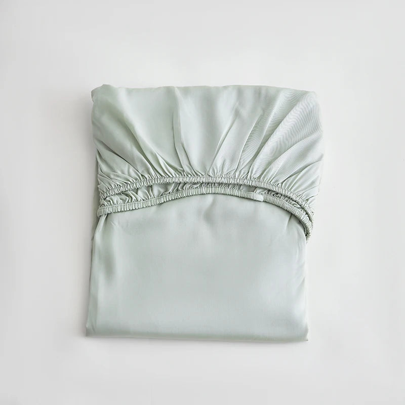 Bamboo Green Deep Pocket Fitted Sheet 100% Lyocell Fiber Bedding Mattress Cover with Elastic Band Soft Breath Freely Drop Ship