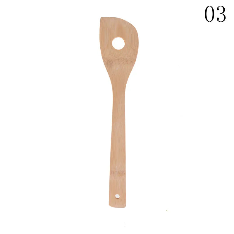 kitchen tools 6pcs Bamboo Spoon Spatula Kitchen Utensil Wooden Cooking Tool Mixing Set