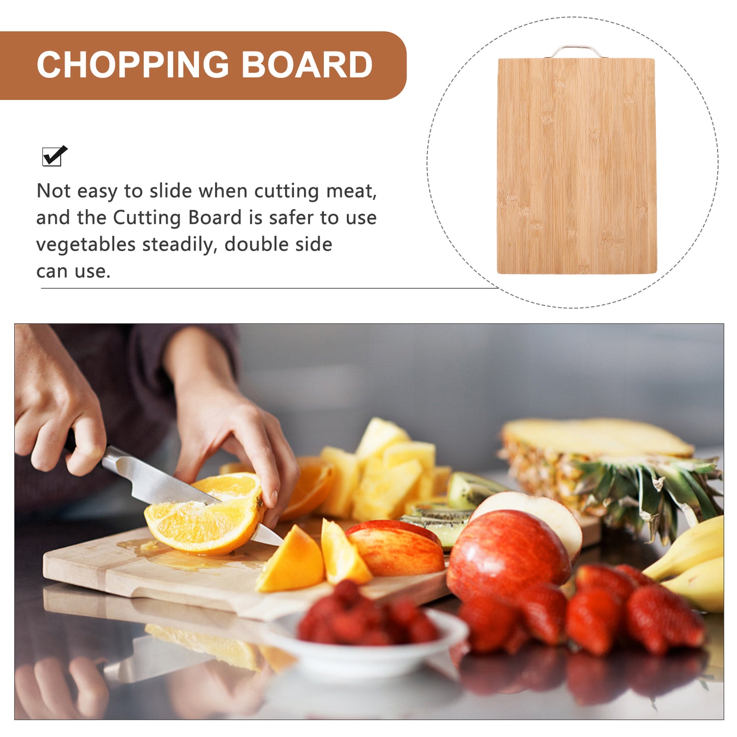 Bamboo Cutting Board Kitchen Chopping Boards Food Safe Material Compact Size Household Use Chopping Board