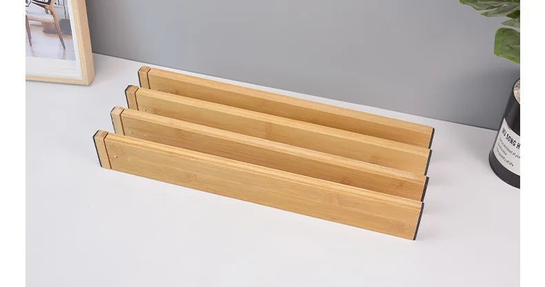Bamboo Drawer Dividers Kitchen Drawer Organizer Adjustable Expandable Drawer Dividers Tray Storage Drawer storage board