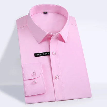 Fashion Bamboo Fiber Mens Long Sleeve Dress Shirts High Quality Non-iron Business Formal Shirt Brand Handsome Man Clothing