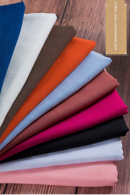 Bamboo Fabric By The Meter Cotton Linen Slub Clothing Pants Dress Skirt Brocade Fabrics Summer for Sewing Black White Blue Per