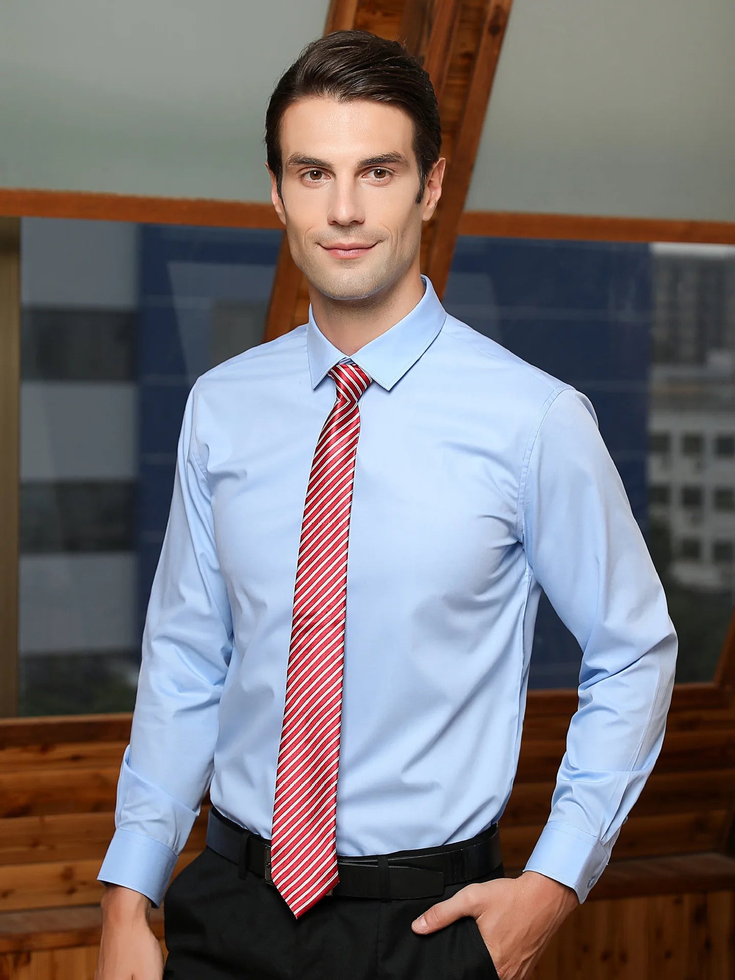 Fashion Bamboo Fiber Mens Long Sleeve Dress Shirts High Quality Non-iron Business Formal Shirt Brand Handsome Man Clothing