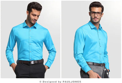 Fashion Bamboo Fiber Mens Long Sleeve Dress Shirts High Quality Non-iron Business Formal Shirt Brand Handsome Man Clothing