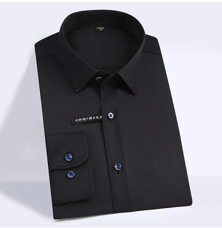 Fashion Bamboo Fiber Mens Long Sleeve Dress Shirts High Quality Non-iron Business Formal Shirt Brand Handsome Man Clothing