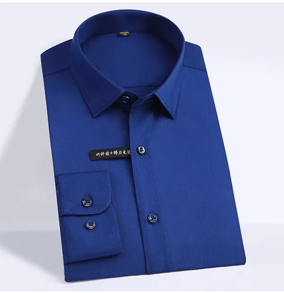 Fashion Bamboo Fiber Mens Long Sleeve Dress Shirts High Quality Non-iron Business Formal Shirt Brand Handsome Man Clothing