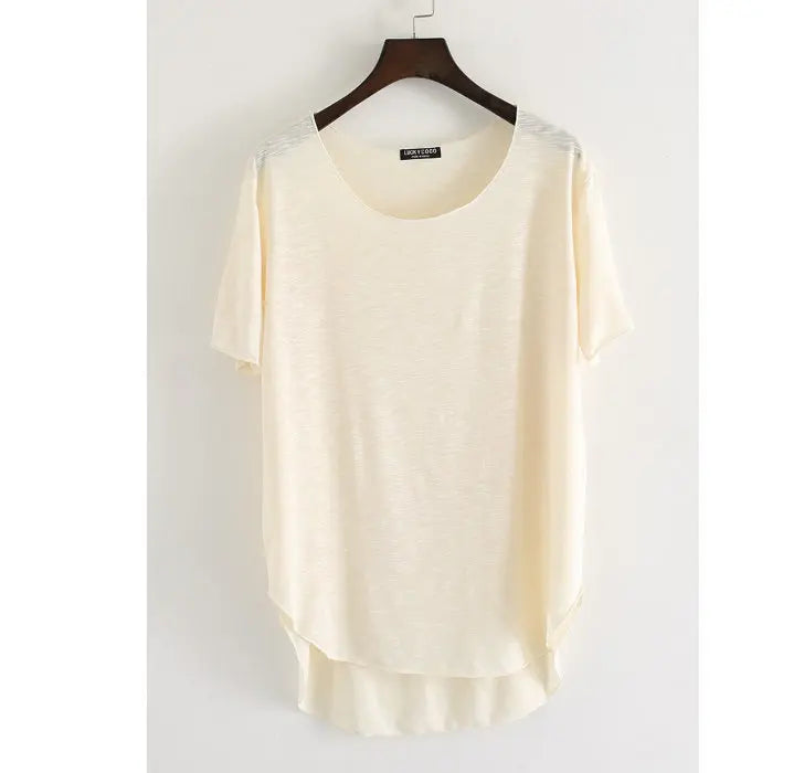 Women Bamboo  T-shirt Round Neck Solid Color Summer Tshirt Girl Cooling Short-sleeved Floral Casual Ouc365a