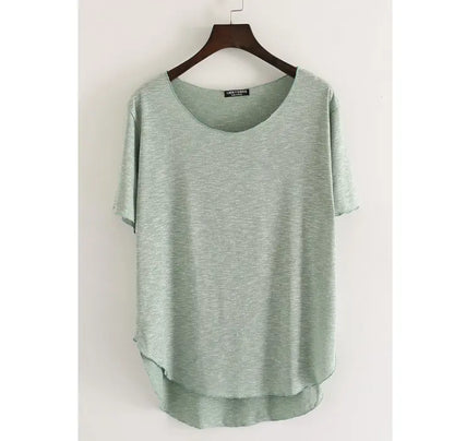 Women Bamboo  T-shirt Round Neck Solid Color Summer Tshirt Girl Cooling Short-sleeved Floral Casual Ouc365a