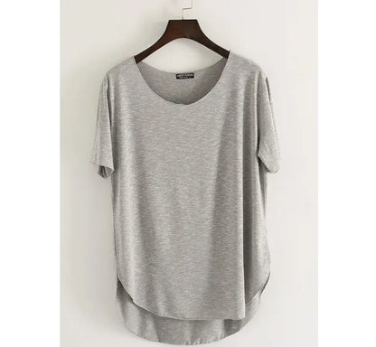 Women Bamboo  T-shirt Round Neck Solid Color Summer Tshirt Girl Cooling Short-sleeved Floral Casual Ouc365a