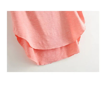 Women Bamboo  T-shirt Round Neck Solid Color Summer Tshirt Girl Cooling Short-sleeved Floral Casual Ouc365a