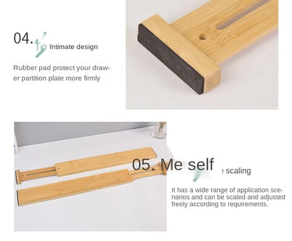 Bamboo Drawer Dividers Kitchen Drawer Organizer Adjustable Expandable Drawer Dividers Tray Storage Drawer storage board