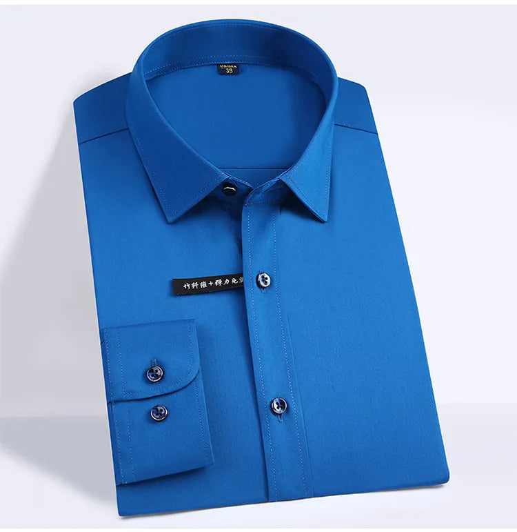 Fashion Bamboo Fiber Mens Long Sleeve Dress Shirts High Quality Non-iron Business Formal Shirt Brand Handsome Man Clothing