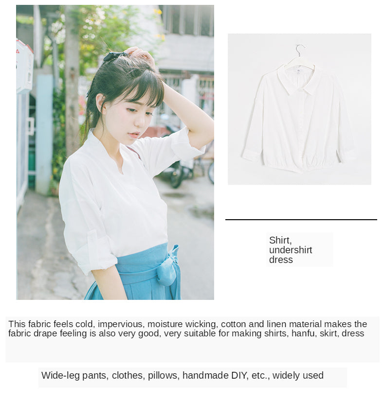 Bamboo Fabric By The Meter Cotton Linen Slub Clothing Pants Dress Skirt Brocade Fabrics Summer for Sewing Black White Blue Per