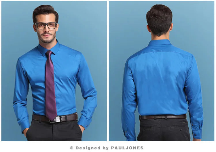 Fashion Bamboo Fiber Mens Long Sleeve Dress Shirts High Quality Non-iron Business Formal Shirt Brand Handsome Man Clothing