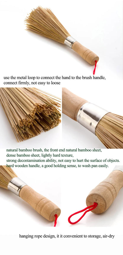 Bamboo Wok Brush, Large Pot Brush Wash Pot Brush Kitchen Cleaning Brush Restaurant Natural Bamboo Brush Hotel Supplies