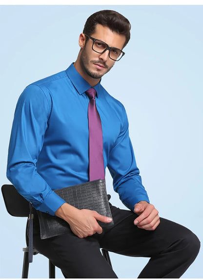 Fashion Bamboo Fiber Mens Long Sleeve Dress Shirts High Quality Non-iron Business Formal Shirt Brand Handsome Man Clothing