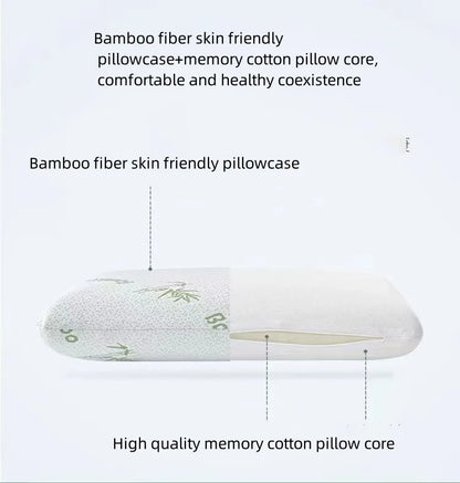 Bamboo fiber slow rebound bread memory pillow for protection, space cotton invisible zipper design, single person adult pillow c