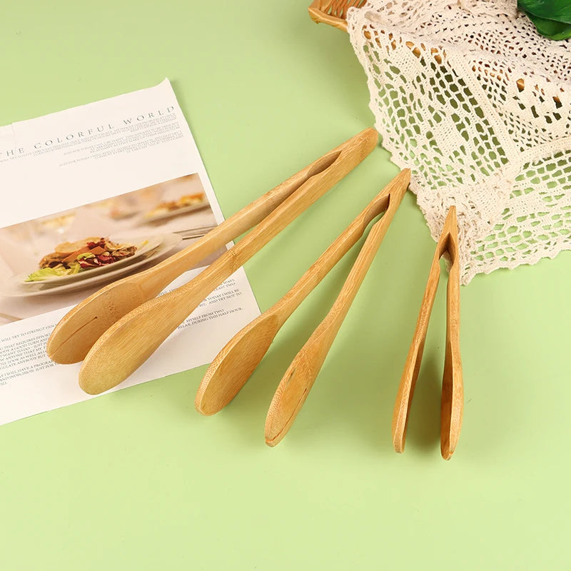 Bamboo Food BBQ Salad Toast Tongs Cake Pastry Tea Clip Clamp Useful Bamboo Cooking Tongs Bread Cake Clip Home Kitchen Tools