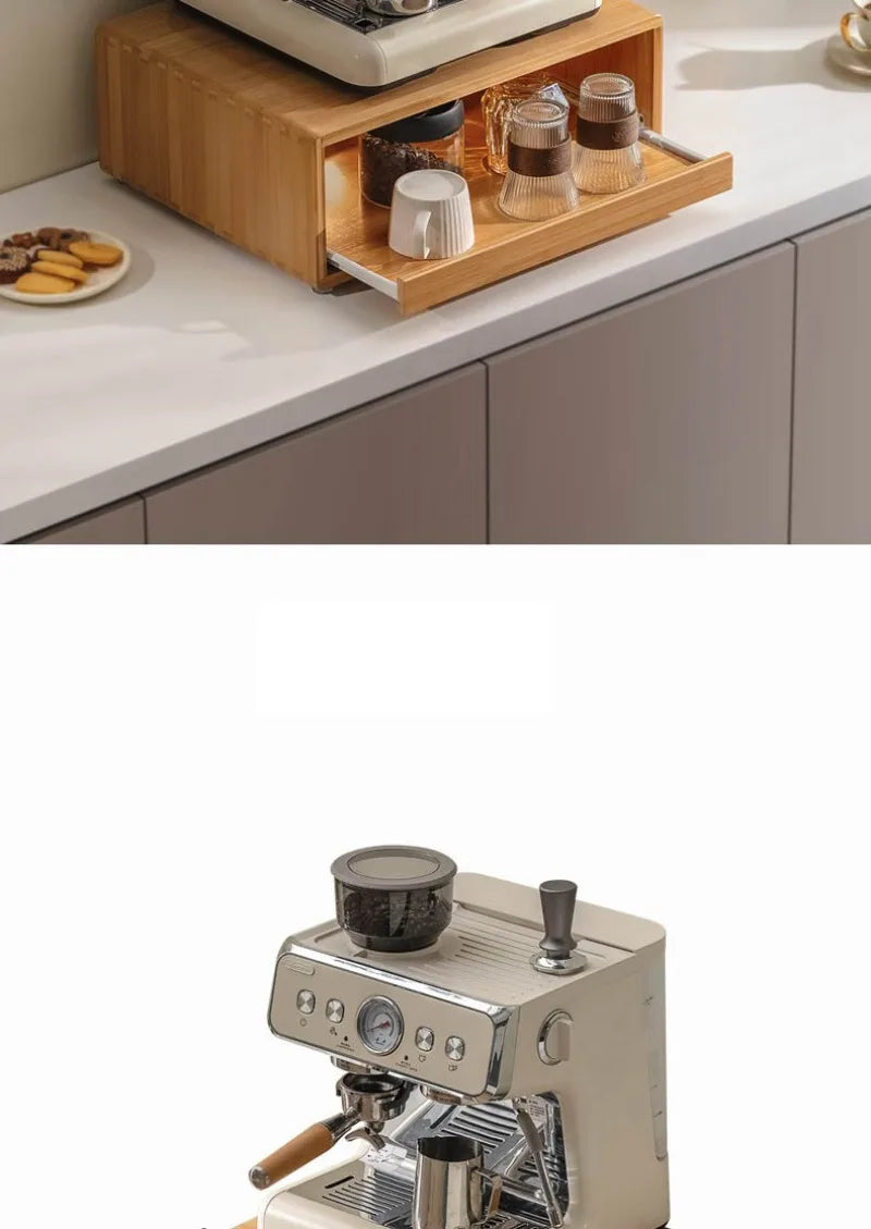 Bamboo Making Kitchen Storage Racks Coffee Machine Microwave Oven Household Pull Type Storage Rack Dustproof Cup Saucer Holders