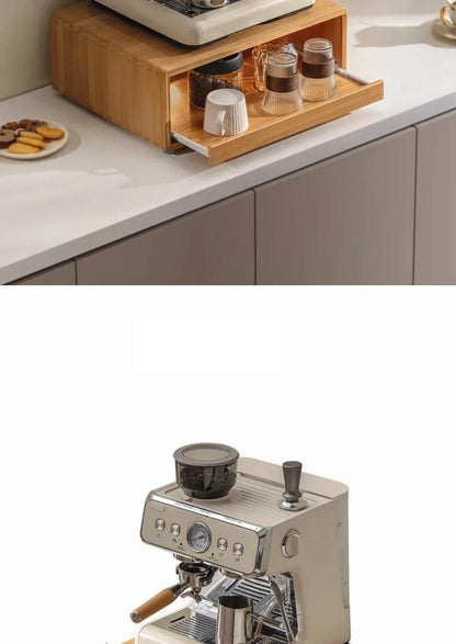 Bamboo Making Kitchen Storage Racks Coffee Machine Microwave Oven Household Pull Type Storage Rack Dustproof Cup Saucer Holders
