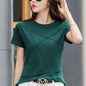 Fashion Spring Summer Slim Bamboo Cotton T-Shirts Women O-Neck Short Sleeve Korean Ribbed T Shirt Female Casual Solid Tops