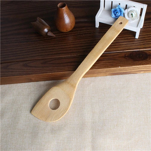 6 Pieces Bamboo Spoon Spatula Kitchen Utensil Wooden Cooking Tool Mixing Set