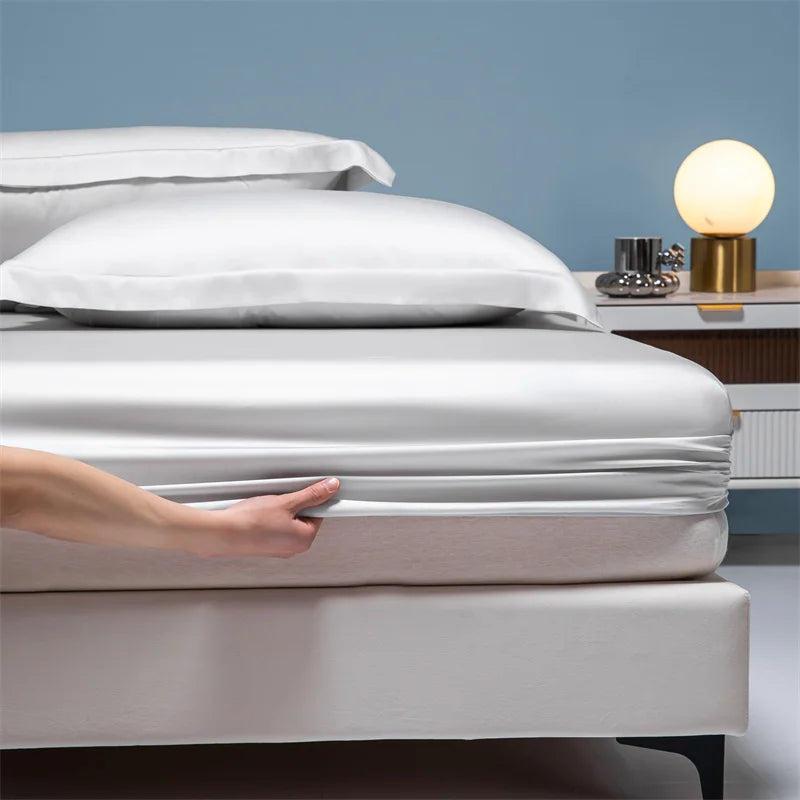 Luxury 100% Bamboo Bed Sheet Set with Fitted Sheets Flat Bedsheet Pillowcase Double Queen King Size Bedding Sets Smooth Silky