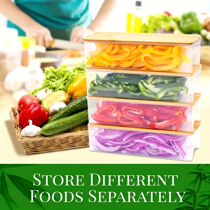 Kitchen Chopping Bamboo Cutting Board Set with Container & Vegetable Grater Drawer Style Multifunctional Household Kitchen Tools