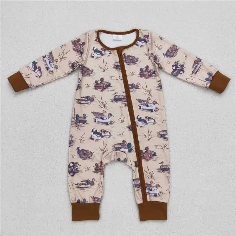 Wholesale Newborn Baby Boy Bamboo Camo Clothing Long Sleeves Zipper Jumpsuit Kids Children Toddler Spring Fall One-piece Romper