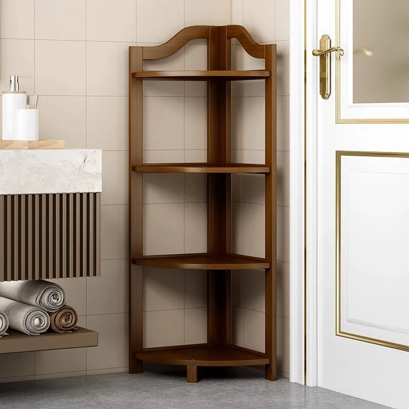 Kitchen Corner Bamboo Rack, Multi-Tier Storage Organizer, Freestanding Bookshelf for Cooking Utensils or Pantry Supplies