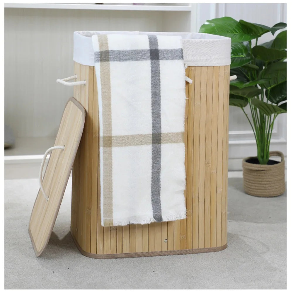 Bamboo Laundry Basket Breathable Woven Knit Laundry Basket Large Capacity Laundry Basket Environmentally Friendly Laundry Basket