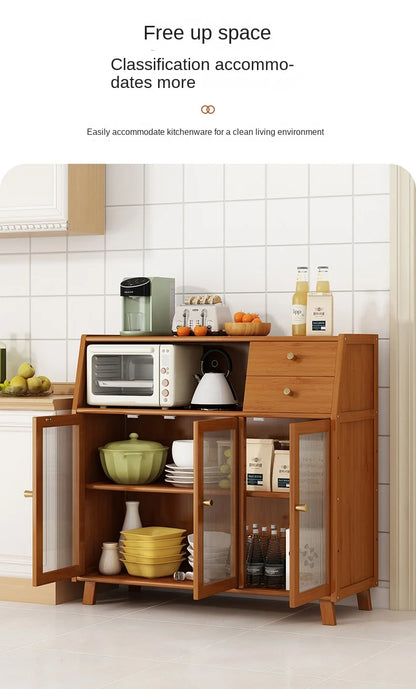 dining room Bamboo solid wood kitchen cabinets furniture sideboard side table furniture living room alacena Display cabinet