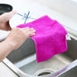 Bamboo Fiber Towel Kitchen Efficient  Anti-grease Cleaning Cloth Household Wiping Rag  Household Cleaning Tools Six Colors
