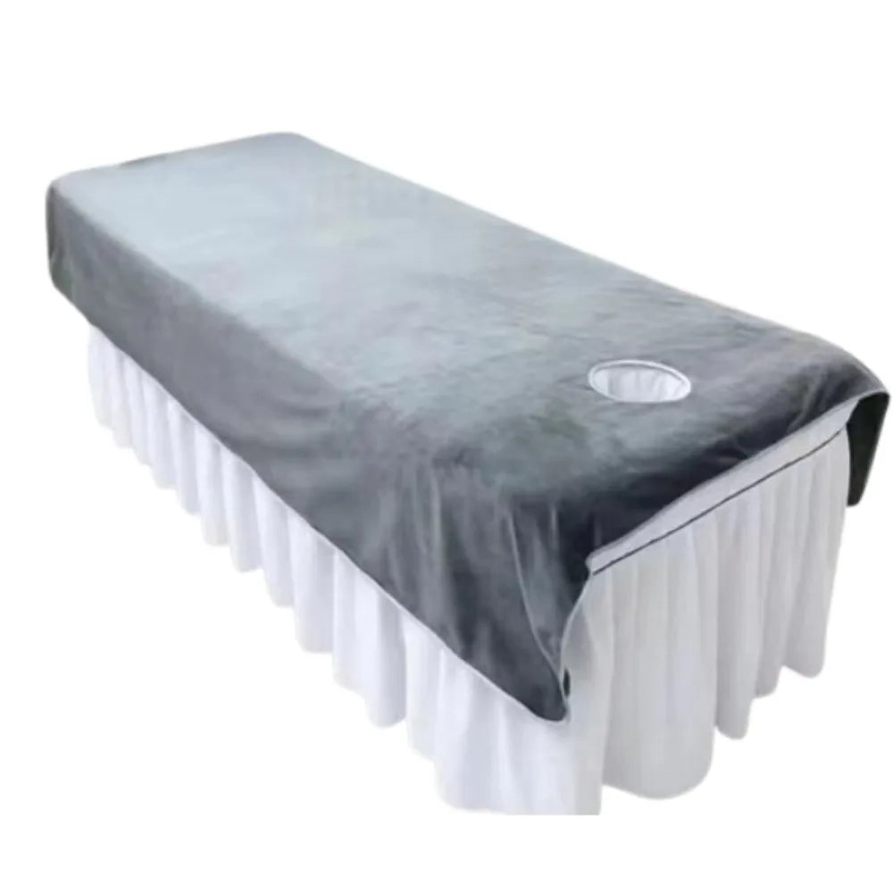Comfortable SPA Bedspread Soft Solid Color Massage Bed Sheets with Face Hole Thickened Cosmetic Bed Sheet Beauty Tool