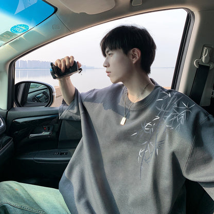 Men's Oversized Bamboo T-shirt Loose Printed Tops Cotton Tshirts Breathable Casual Short Sleeve Tees Streetwear Men Clothing