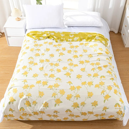 Bamboo Cotton Summer Quilt adult Bedding Blanket Bedspread 150*200 cm 2 Layers Muslin Sleeping Gauze Blanket For Afternoon Nap