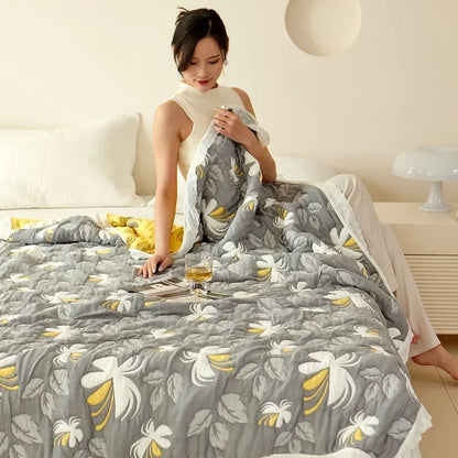 Bamboo fiber Puff blanket Jacquard bed plaid Stitch bed linen Antibacterial summer Blankets and bedspreads Home and decoration
