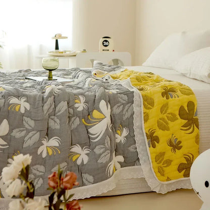 Bamboo fiber Puff blanket Jacquard bed plaid Stitch bed linen Antibacterial summer Blankets and bedspreads Home and decoration