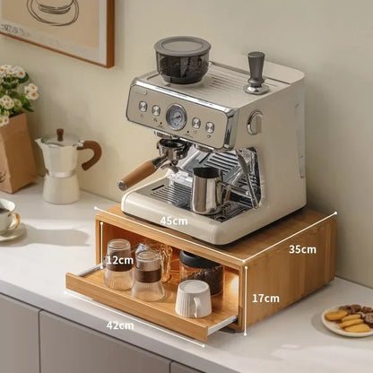 Bamboo Making Kitchen Storage Racks Coffee Machine Microwave Oven Household Pull Type Storage Rack Dustproof Cup Saucer Holders