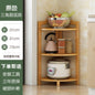 Kitchen Corner Bamboo Rack, Multi-Tier Storage Organizer, Freestanding Bookshelf for Cooking Utensils or Pantry Supplies