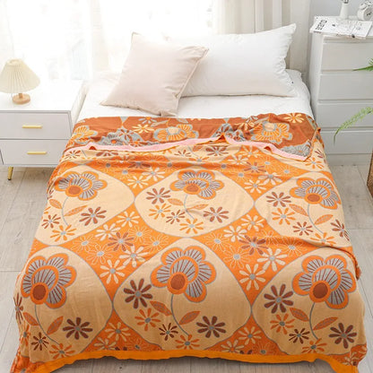 Bamboo Cotton Summer Quilt adult Bedding Blanket Bedspread 150*200 cm 2 Layers Muslin Sleeping Gauze Blanket For Afternoon Nap