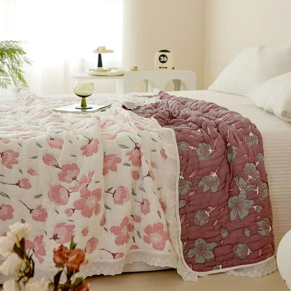 Bamboo fiber Puff blanket Jacquard bed plaid Stitch bed linen Antibacterial summer Blankets and bedspreads Home and decoration