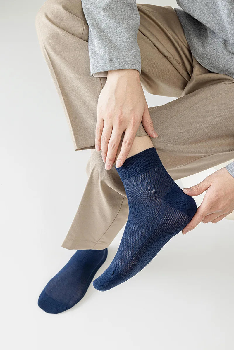 Bamboo Socks Thin Summer Men's Breathable Socks Absorbent Deodorant Bamboo Fiber Mesh Short Sock
