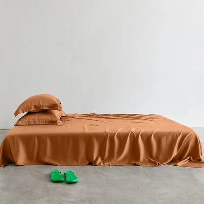 Luxury 100% Bamboo Bed Sheet Set with Fitted Sheets Flat Bedsheet Pillowcase Double Queen King Size Bedding Sets Smooth Silky