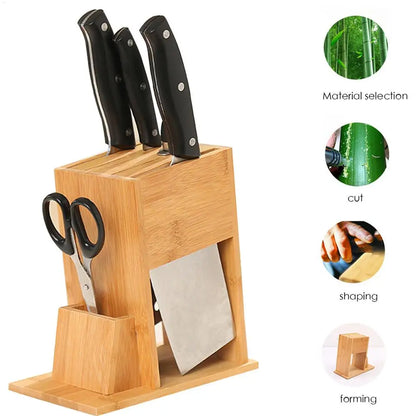 Bamboo Knife Block Stand for Kitchen Multifunctional Cutter Rack Holder multifunctional knife Storage rack for Kitchen Supplies
