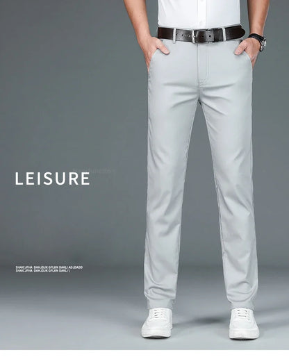 Bamboo Fiber Straight Business Pants Men Summer Clothes Fashion Classic Designer Breathable Casual Long Formal Trouser Male
