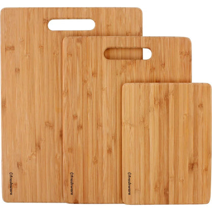 Bamboo Cutting Boards for Kitchen [Set of 3] Wood Cutting Board for Chopping Meat, Vegetables, Fruits, Cheese