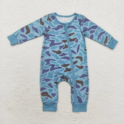 Wholesale Newborn Baby Boy Bamboo Camo Clothing Long Sleeves Zipper Jumpsuit Kids Children Toddler Spring Fall One-piece Romper