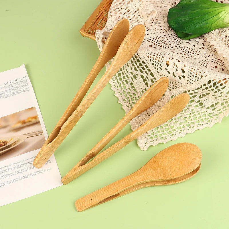 Bamboo Food BBQ Salad Toast Tongs Cake Pastry Tea Clip Clamp Useful Bamboo Cooking Tongs Bread Cake Clip Home Kitchen Tools
